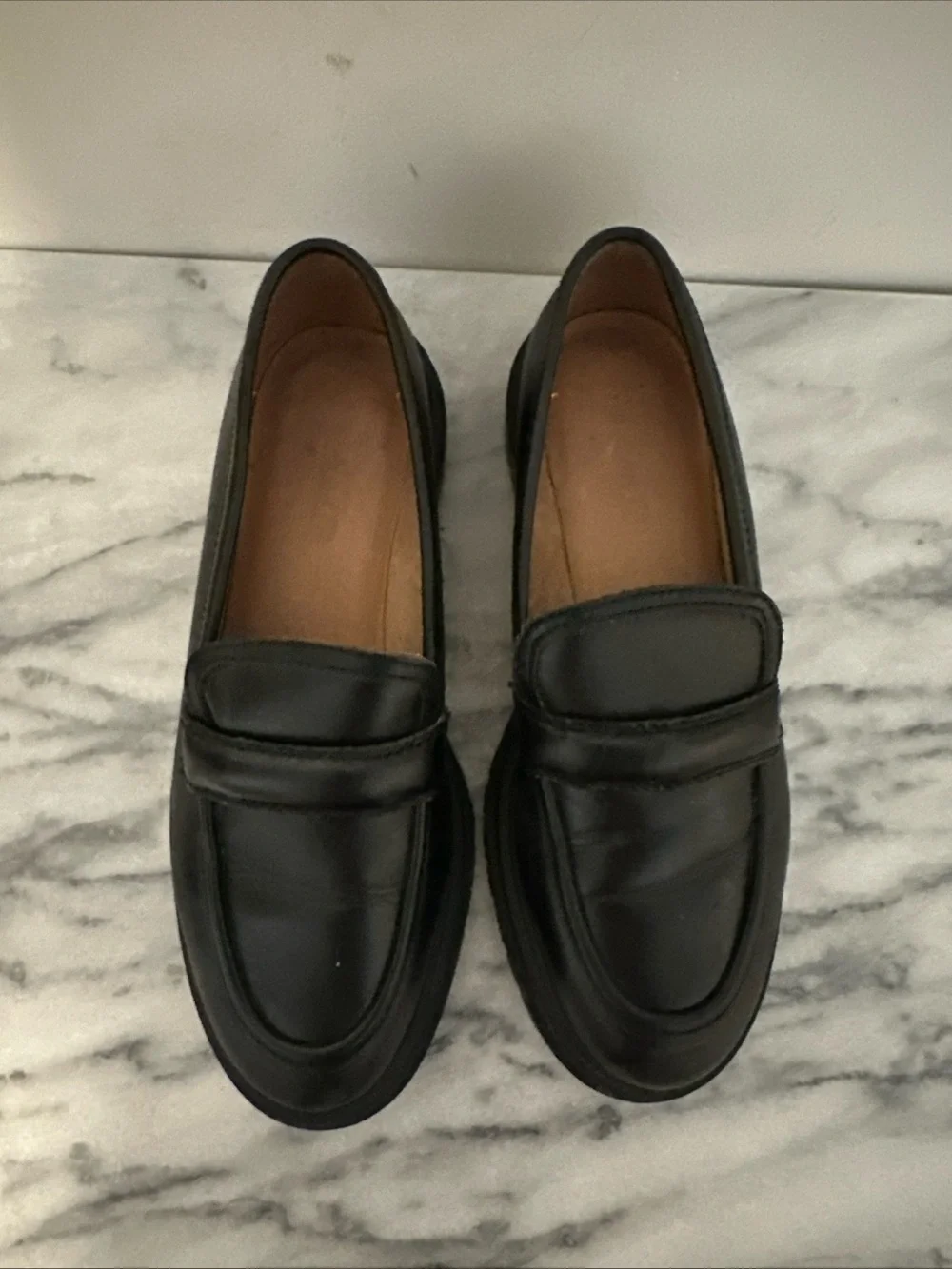 Madewell Classic Black Leather Penny Loafers for women